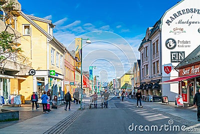 Street view of Tromso, Norway Editorial Stock Photo