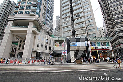 Street view in Wan Chai, Hong Kong Editorial Stock Photo