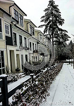 Street View in the winter with snow Stock Photo