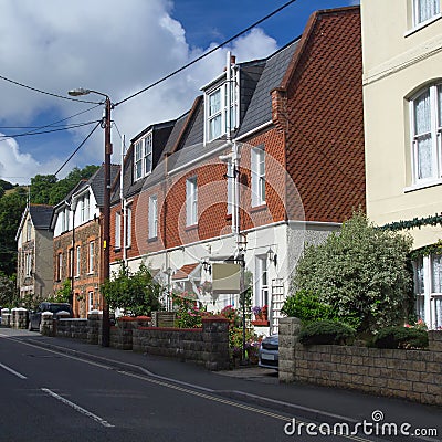 Street in the village of Combe Martin Stock Photo