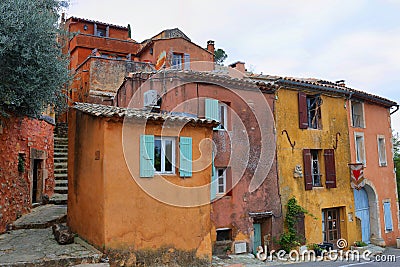 Street village of Roussillon, one of the most beautiful villages in France Editorial Stock Photo