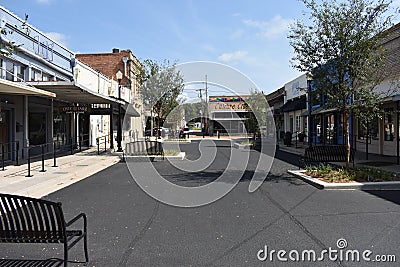 This street was closed to cars to make room for foot traffic in Downtown Winnsboro Texas Stock Photo