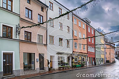 Street in Wasserburg am Inn, Germany Editorial Stock Photo
