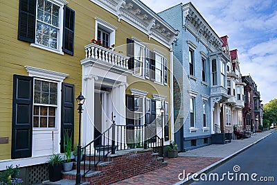 Street of well preserved house built in the 1700s Editorial Stock Photo