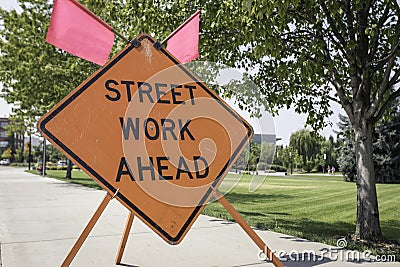 Street Work Ahead Stock Photo