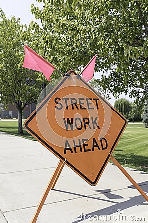 Street Work Ahead Stock Photo