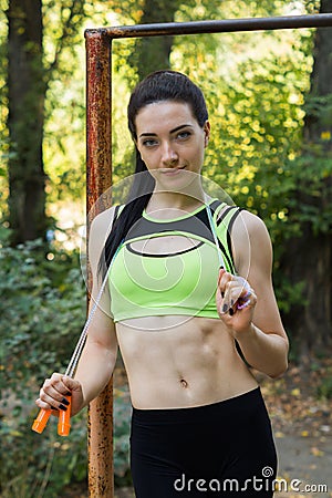 A street workout girl Stock Photo