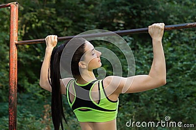 A street workout girl Stock Photo