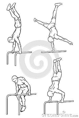 Street workout outline set Vector Illustration