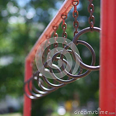 Street workout, rings Stock Photo