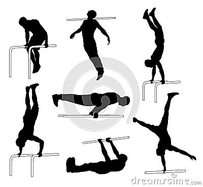 Street workout silhouettes Vector Illustration