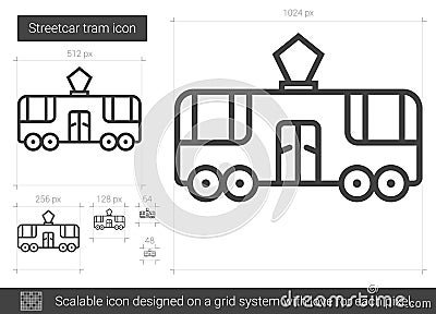 Streetcar tram line icon. Vector Illustration