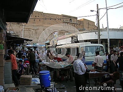 Streetlife in old Bazar in Erbil, Kurdistan Editorial Stock Photo