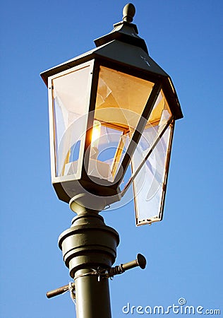 Broken hooligans street lamp. Stock Photo