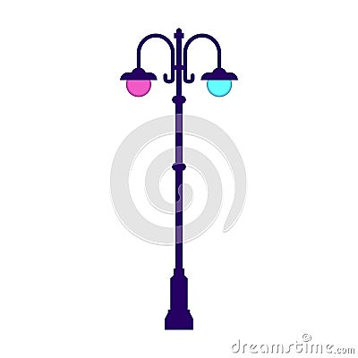 vector streetlight cartoon nigth neon illustration isolated Vector Illustration