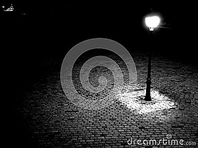 Streetlight in the street. black and white Stock Photo