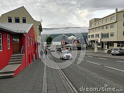 Streets of Akureyri Iceland Editorial Stock Photo