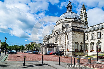 Streets and architecture of the city of Cardiff, Wales. Editorial Stock Photo
