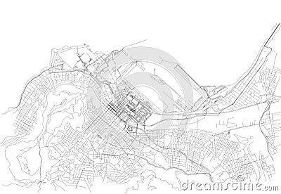 Streets of Cape Town, city map, South Africa Vector Illustration