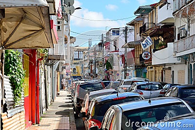 Colorful streets of Point-a-Pitre. Editorial Stock Photo