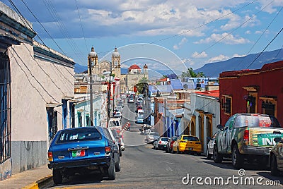 Streets of colonial town Oaxaca, Mexico Editorial Stock Photo