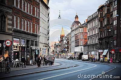 Streets of Copenhagen, Denmark Editorial Stock Photo