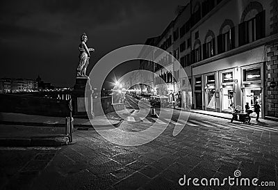 The streets of Florence at night. Italy. Editorial Stock Photo