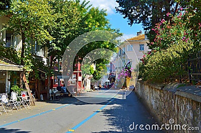 Streets of Heybeliada island in Turkey Stock Photo