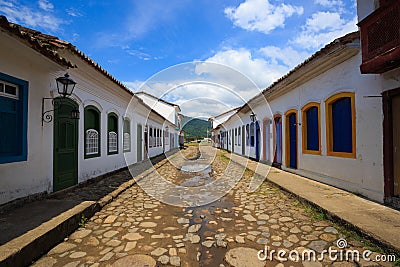 Streets at the historical center of Parati, Brazil Stock Photo