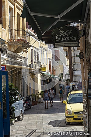 Streets of the Island of Symi. Greece Editorial Stock Photo