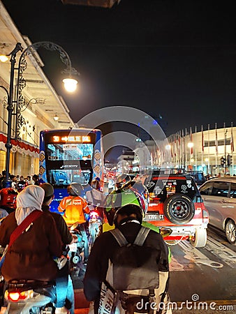 the streets are jammed, people throng the streets after returning from work to their homes Editorial Stock Photo