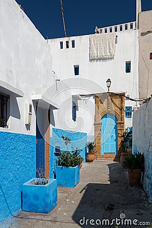 Streets of Kasbah Oudaia in Rabat Editorial Stock Photo