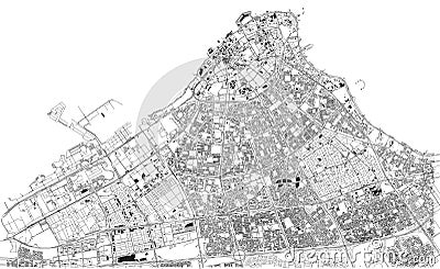 Streets of Kuwait city, city map, capital city, Kuwait Vector Illustration