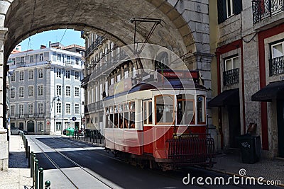 Streets of Lisbon. Travel Portugal. Tourism. Old Europe. Historic buildings. Beautiful colors. Authentic city. Unic architecture. Editorial Stock Photo