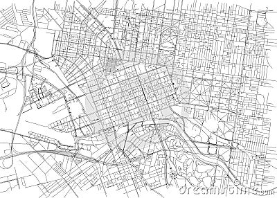 Streets of Melbourne, city map, Australia Vector Illustration