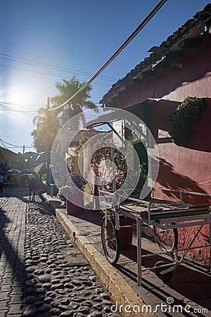 Streets of mexico pink building Editorial Stock Photo