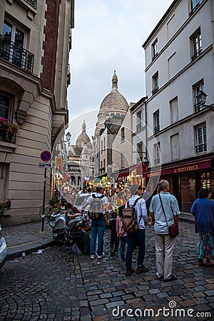 The streets of Montmarte near the Sacre-Coeur Editorial Stock Photo