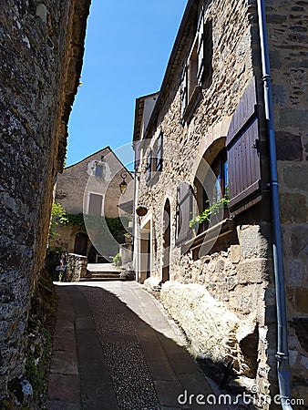 The streets of Najac, France. Picturesque destinations. Editorial Stock Photo