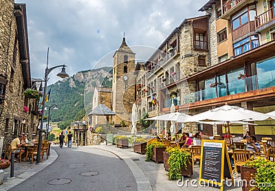 In the streets of Ordino - Andorra Editorial Stock Photo