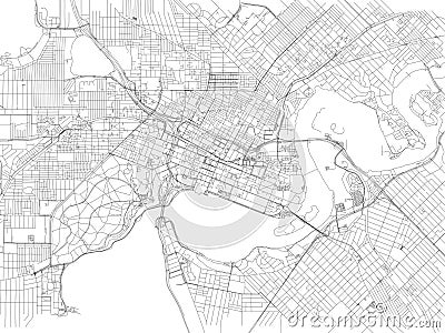 Streets of Perth, city map, Australia Vector Illustration