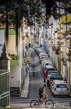 Streets of Ponta Delgada Editorial Stock Photo