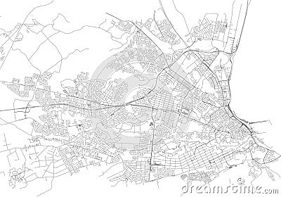 Streets of Port Elizabeth, city map, South Africa Vector Illustration