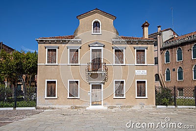 Streets of post Covid Venice with an empty abandoned house. Stock Photo