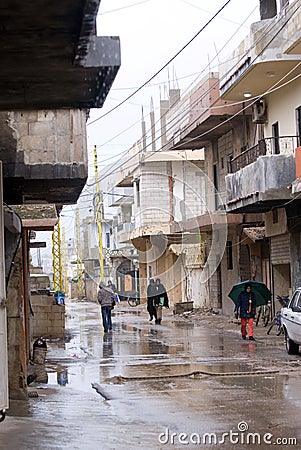 Streets of Refugee Camp Editorial Stock Photo