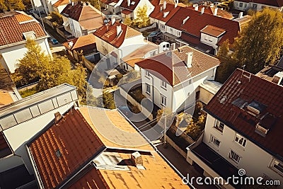 Streets and rooftops of residential buildings Stock Photo