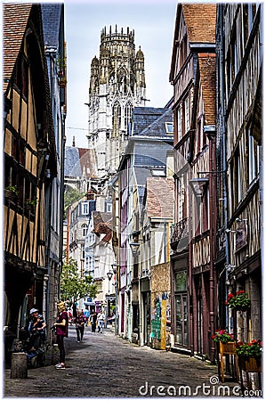 The streets of Rouen, Normandy, France Editorial Stock Photo