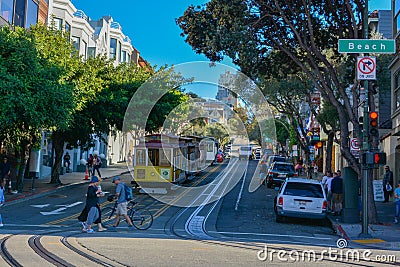 Streets of San Francisco summer time blue sky Editorial Stock Photo