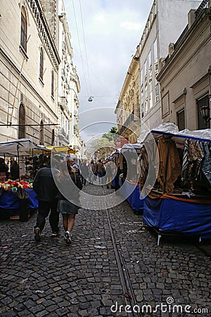 The streets of San Telmo in Buenos Aires Editorial Stock Photo