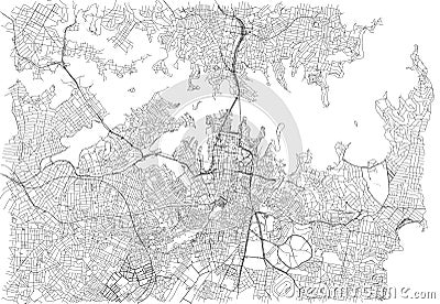 Streets of Sydney, city map, Australia Vector Illustration