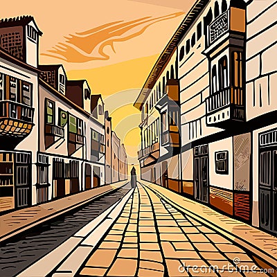 Streets of Tel Aviv: A Captivating Journey into Medieval Charm Vector Illustration